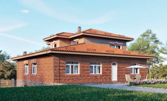 380-002-Л Проект трехэтажного дома и гаражом, большой загородный дом из кирпича, Заринск