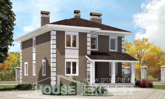 185-002-П Проект двухэтажного дома, недорогой домик из газобетона Бийск, House Expert