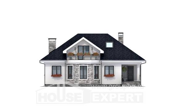 150-008-П Проект двухэтажного дома с мансардным этажом, доступный загородный дом из арболита Белокуриха, House Expert