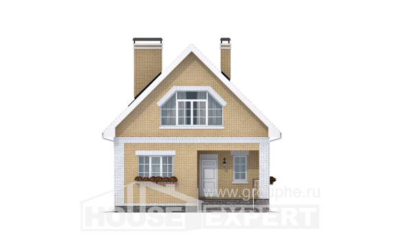 130-004-П Проект двухэтажного дома мансардный этаж, красивый загородный дом из керамзитобетонных блоков Камень-на-Оби, House Expert