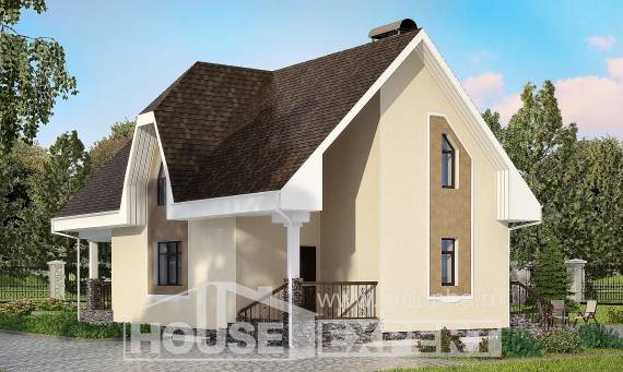 125-001-Л Проект двухэтажного дома мансардный этаж, небольшой домик из блока Белокуриха, House Expert