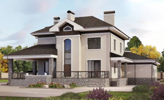 365-001-Л Проект двухэтажного дома и гаражом, огромный домик из кирпича, Белокуриха