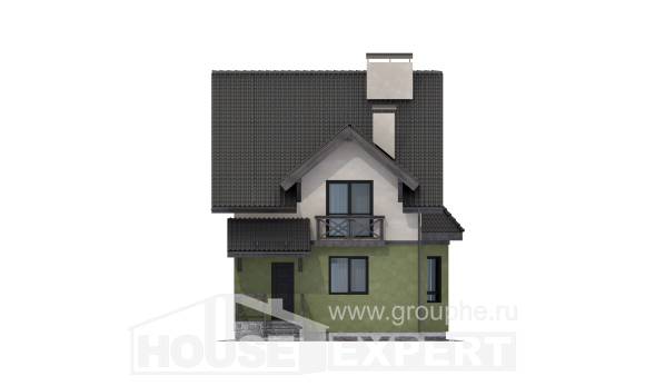 120-003-П Проект двухэтажного дома с мансардным этажом, небольшой загородный дом из пеноблока Белокуриха, House Expert