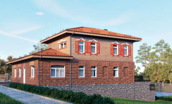 380-002-Л Проект трехэтажного дома и гаражом, большой загородный дом из кирпича, Заринск