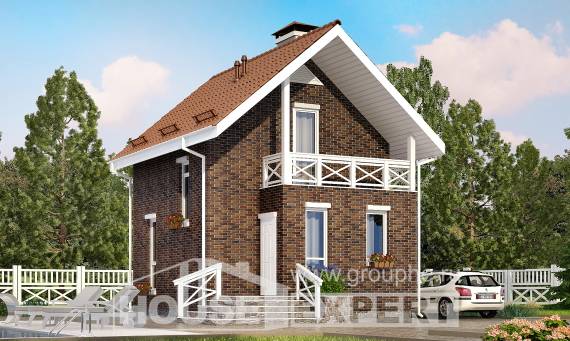 045-001-Л Проект двухэтажного дома с мансардным этажом, классический загородный дом из арболита Камень-на-Оби, House Expert