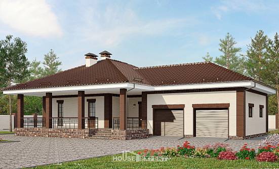 160-015-П Проект одноэтажного дома и гаражом, красивый домик из блока Рубцовск | Проекты домов от House Expert