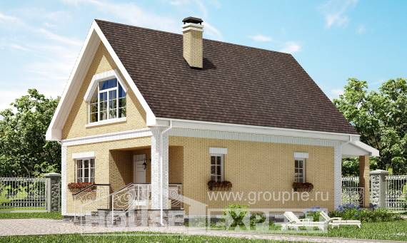 130-004-П Проект двухэтажного дома с мансардой, красивый домик из поризованных блоков Бийск, House Expert