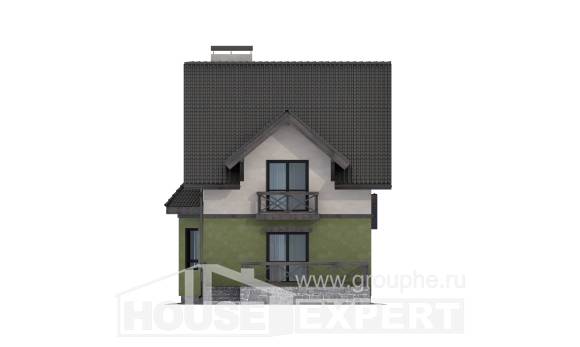 120-003-П Проект двухэтажного дома мансардой, бюджетный коттедж из бризолита Заринск, House Expert