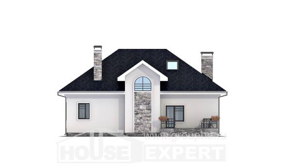 150-008-П Проект двухэтажного дома мансардой, красивый загородный дом из газосиликатных блоков Барнаул, House Expert