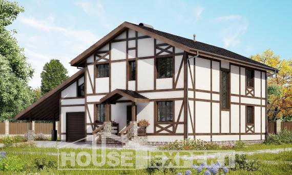 250-002-Л Проект двухэтажного дома мансардой и гаражом, просторный загородный дом из кирпича Яровое, House Expert