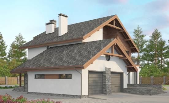 270-003-Л Проект двухэтажного дома с мансардой и гаражом, классический домик из арболита Камень-на-Оби | Проекты домов от House Expert