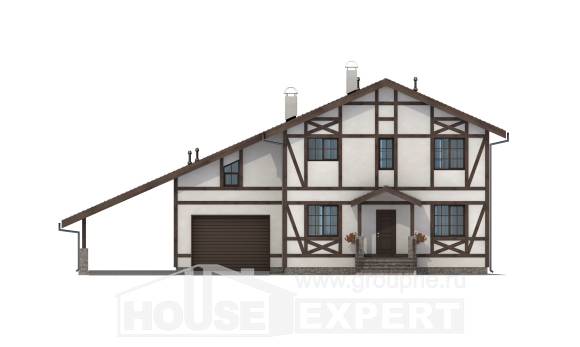 250-002-Л Проект двухэтажного дома с мансардой и гаражом, уютный коттедж из кирпича Заринск, House Expert