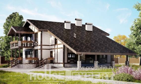 250-002-Л Проект двухэтажного дома с мансардным этажом, гараж, современный загородный дом из кирпича Новоалтайск, House Expert