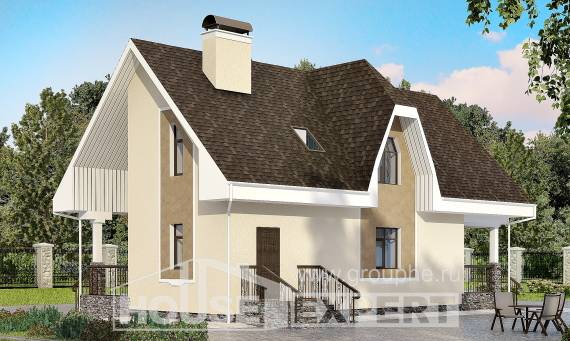 125-001-Л Проект двухэтажного дома с мансардным этажом, бюджетный домик из твинблока Барнаул, House Expert