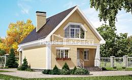 130-004-П Проект двухэтажного дома с мансардой, недорогой коттедж из бризолита Бийск, House Expert