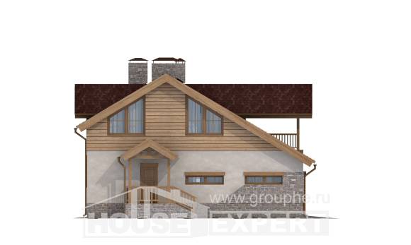 165-002-П Проект двухэтажного дома мансардный этаж и гаражом, классический домик из пеноблока Камень-на-Оби, House Expert