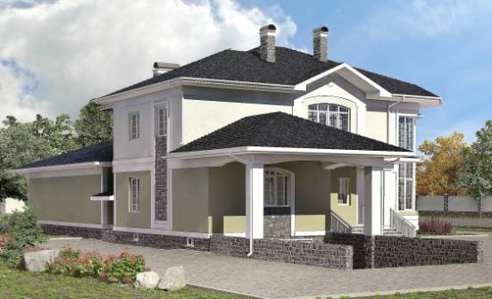 620-001-Л Проект трехэтажного дома, гараж, классический коттедж из бризолита Бийск | Проекты домов от House Expert