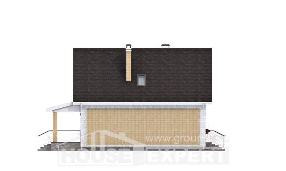 130-004-П Проект двухэтажного дома мансардный этаж, бюджетный коттедж из пеноблока Заринск, House Expert